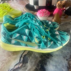 Nike Women's Turquoise and Lime Athletic Shoes